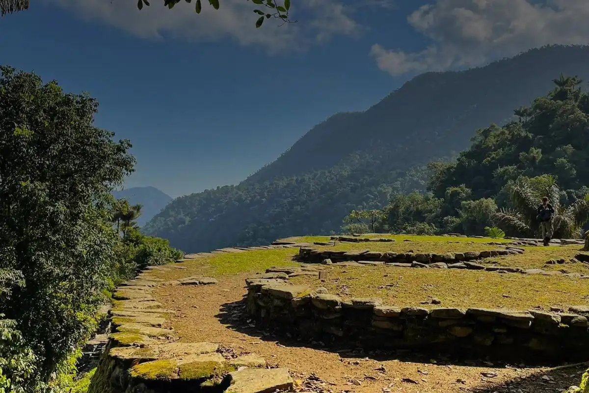 Stone terraces of Teyuna surrounded by tropical canopy